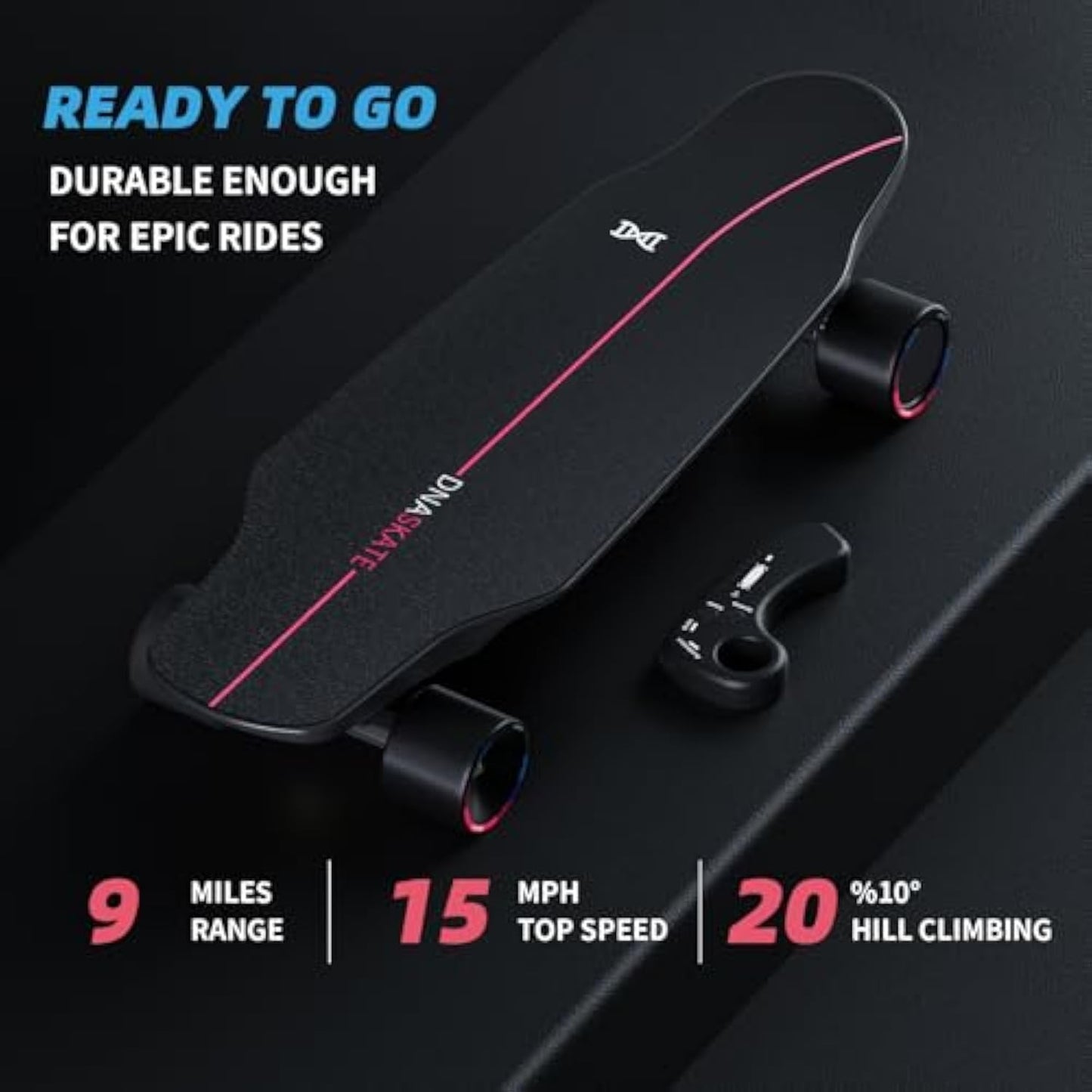 M8 Electric Skateboard with Remote, 15/22Mph Top Speed,9/15/Miles Range,400/800W Hub-Motor, Skateboard for Adults &Teens